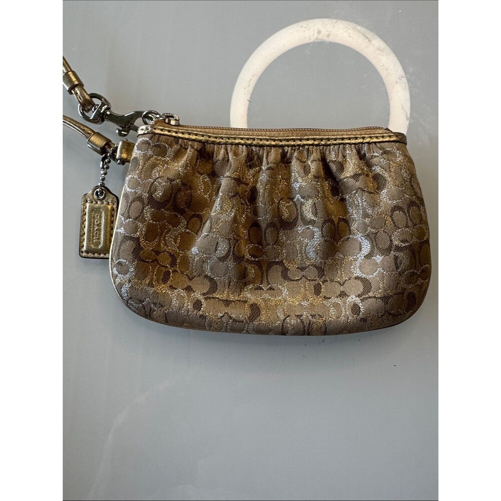 Coach Metallic Signature Wristlet in Bronze and Gold Tones